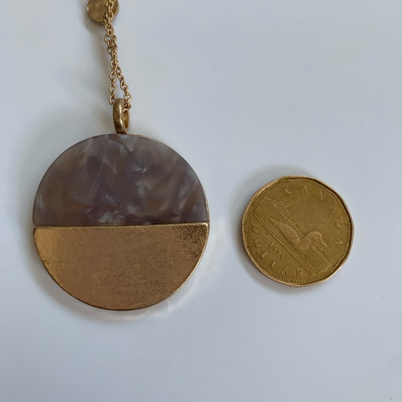 🆕 Gold-tone & Half Resin Round Pendant Necklace. I removed the tag. - Picture 3 of 4